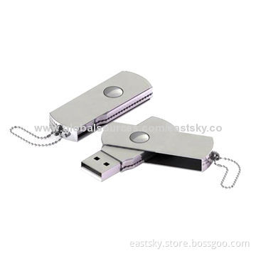Promotional Metal Flash Drive, ESU-T04, Wholesale, with Plug-and-Play Function, 64MB to 32GB